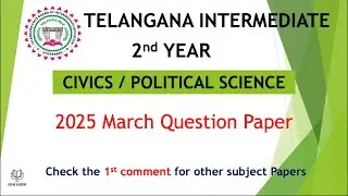 TS TG Inter 2nd Year Civics 2025 March previous Question Papers IPE Telangana intermediate