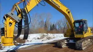 Землесос PILEMASTER PD3000 на  экскаваторе Komatsu PC200