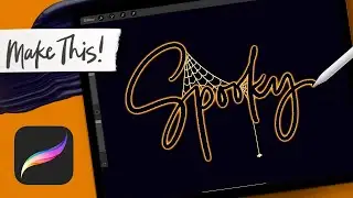Spooky Spider Lettering Animation in Procreate using ONE BRUSH!