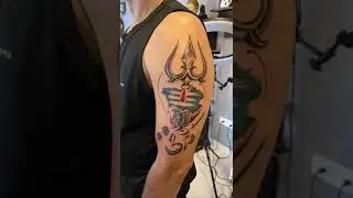Amazing Trishul Design Arm Tattoo