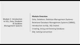 Introduction to SQL, Data, Database and Database Management Systems