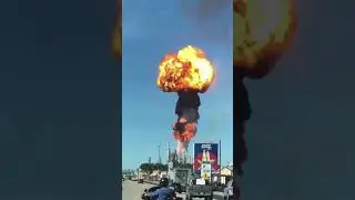 Refinery Gas Flare Releasing Huge Fire Mushroom Cloud