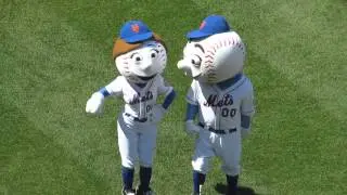 Mr. and Mrs. Met lead the crowd in "Take Me Out to the Ballgame"