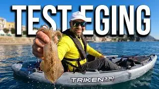 KAYAK FISHING I try the BIGMAMA TRIKEN 330. Kayak cuttlefish fishing 