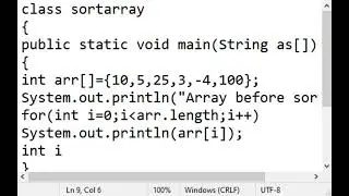 a java program to sort the numbers in an array. The program display unsorted & sorted array elements