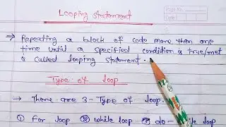 Looping statement in C | For Loop in C hindi