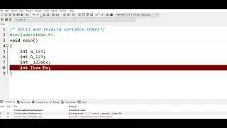 Variables in C Language - Part2 Valid and Invalid variable names