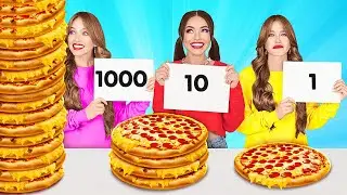 ВЫБИРАЕМСЯ ИЗ 100 СЛОЕВ ЕДЫ: ВЫЗОВ || Гигантская против маленькой еды на 24 часа от 123 Go!