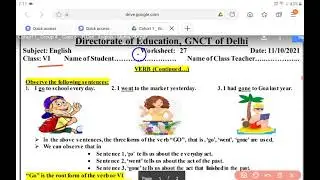 class 6th/ English worksheet 27/ date 11 Oct 2021/ verb/ English worksheet 27 /class 6/ date 11Oct