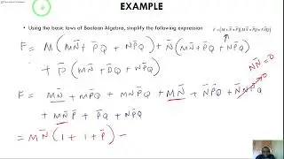 Using the basic laws of Boolean Algebra, simplify the following expression
