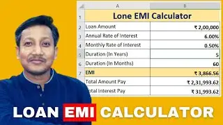 Loan EMI Calculation in Ms Excel | How to calculate home loan EMI in Excel | PMT function in Excel
