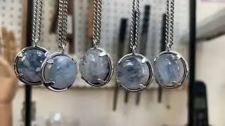Prong Set Moonstone Necklace - Blue Moonstone Pendant for Men and Women