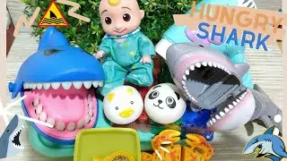 1 Minutes Asmr Sounds|Shark Bites Crab, ,mini ,pau, Cocomelon Doll, Sharks, Clothespin