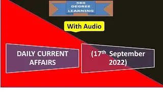 Daily Current Affairs |17th sep 2022|