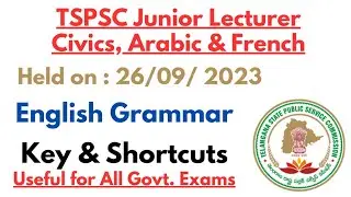 TS JL Civics, Arabic & French  ||  Paper-1  ||  26nd Sep 2023  ||  English Grammar