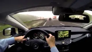 Driving a Mercedes-Benz CLS 400 Shooting Break on Autobahn