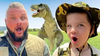 🦴 Digging FoR DINO BONES in our BACKYARD! Caleb & Dad Dig for DINOSAUR Bones! PRETEND PLAY FUN!