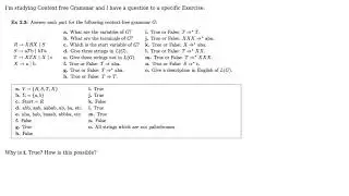 Context Free Grammar Exercise