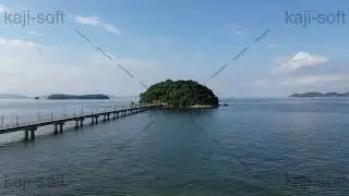 ドローン空撮映像・愛知県・三河湾・竹島・左移動・陸側から