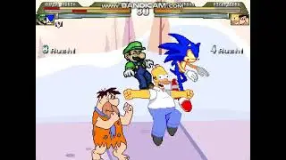 Mugen: Super Mario & Sonic VS. Fred Flintstone & Homer Simpson