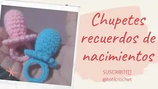 Chupetes a crochet, fáciles y rápidos,recuerdos para nacimientos,bautismos,etc (7 cm)