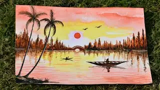 Easy watercolor sunset tutorial