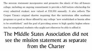 Current Cooper President Bharucha vs. Middle States Association: Mission Statement