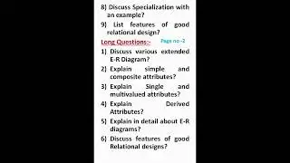 DBMS Important Questions (Unit -2) #education #dbms  #exam #databasemanagementsystem #bsc