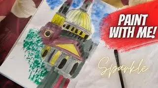 Blue Mosque painting with my Imagination II Easy Watercolor Painting for Beginners