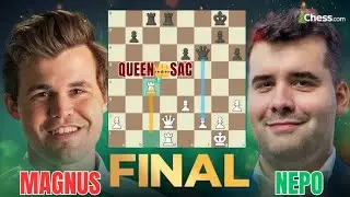 Magnus Carlsen vs Ian Nepomniachtchi | Queen👑sac by Magnus😱|Game 1|CCT final #chess #rapidchess