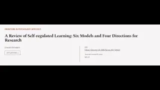 A Review of Self-regulated Learning: Six Models and Four Directions for Research | RTCL.TV