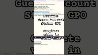 Guest Account Status GPO complete setup| 