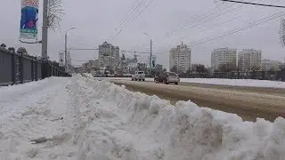 Снежная дорога на мосту, город Орёл