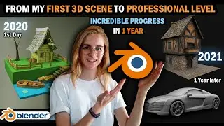 My 1 YEAR BLENDER Progression | 1 year of learning 3d modeling in 5 minutes | CG Bird