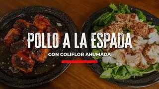 Pollo a la espada con coliflor ahumada