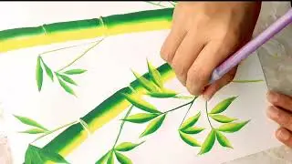 Painted one stroke bamboo l easy acrylic bamboo painting l how to paint bamboo l Varsha Fine Art