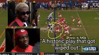 Kansas City Chiefs players react to offsides call vs Buffalo Bills