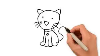 How to draw a pussy cat hand drawing for childrens