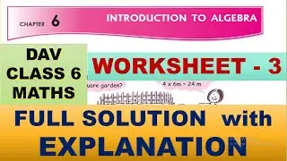 INTRODUCTION TO ALGEBRA | DAV CLASS 6 MATHS CHAPTER 6 WORKSHEET 3 | MATHS  SOLUTION