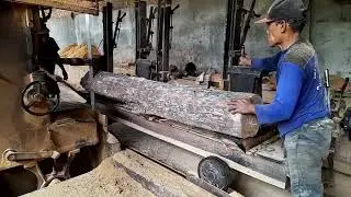 iseng-iseng belah kayu jati A2 diameter 29cm tpk perhutani blora tebangan basah sawmill lori