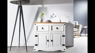 Buffet CAMPO 2 tiroirs 2 portes, en bois massif, style campagne rustique, marque IDIMEX