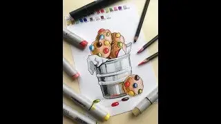 Как нарисовать печенье маркерами?