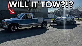 TOWING A CAR WITH MY GRANDPA'S 36 YEAR OLD CHEVY TRUCK