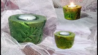 Гипсовый подсвечник из пластиковой баночки