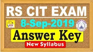 RSCIT Answer Key 8 September 2019 New Syllabus | RKCL RSCIT Exam