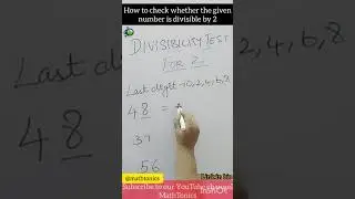 How to check whether the given number is divisible by 2 - Math Tricks & Shortcuts 🔥 - MathTonics