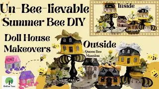 Dollar Tree Doll House Makeovers || Un-BEE-lievable Summer Bee DIY Community with Queen Bee Mansion