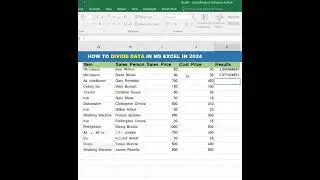 ms excel | Division on in ms excel | ms excel shorts | 