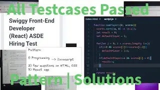 Swiggy Front-End Developer Test | React Js | ASDE | Hiring Test | Solutions | Pattern | #swiggy