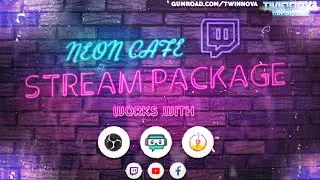 Twitch Animated Overlay Pack - Neon Cafe (2021)